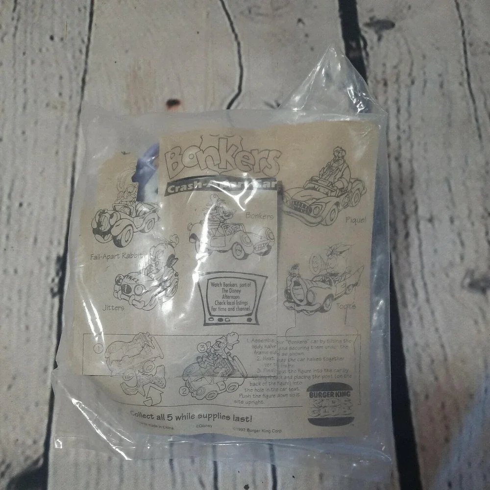 VTG 1993‎ Disney Bonkers Crash-Apart Car BK Kids Club Toy Sealed READ Fast Food